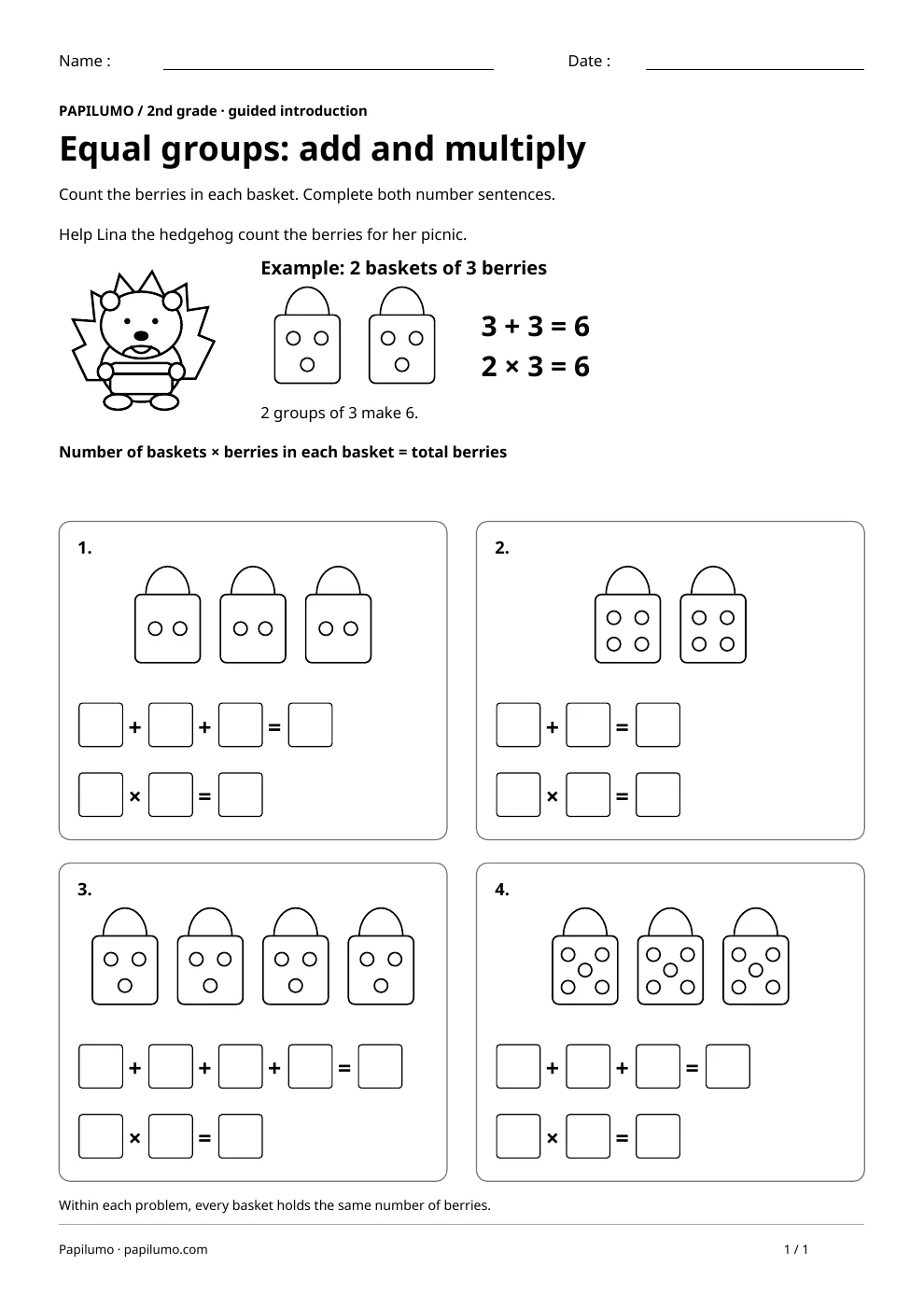 Multiplication Math Worksheets Doubles 4 Times Table Worksheet: Double Twice + Answer Key | Papilumo